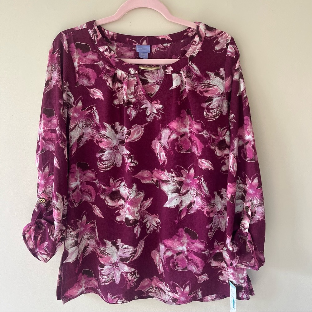 Laura Scott Flower Blouse Size XL NWT